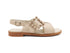 Frau Donna Sandali Bassi 2 Fasce con Fibbia Sfere Tomaia Pelle Beige 85m9-oyster